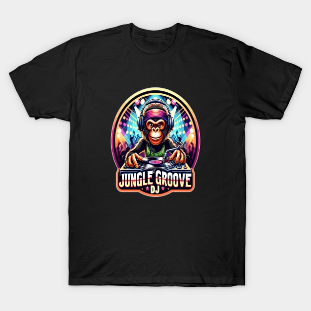 Monkey DJ, Jungle Groove Master T-Shirt by maknatess